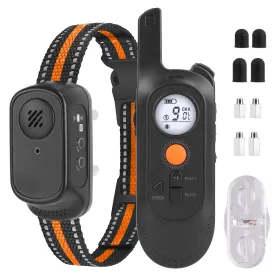 984FT Dog Training Collar IP65 Waterproof Pet Beep Vibration Electric Shock Collar 3 Channels Rechargeable Transmitter Receiver Trainer With Reco (Option: Black)