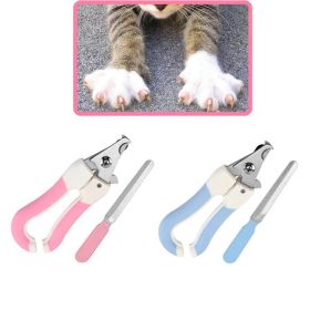Pet Stainless Steel Safety Buckle Spring Scissors Nail Clippers Suitable For Cat And Dog Paws Cat Comfortable Cleaning Supplies (Color: Blue)